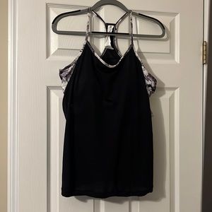 Fabletics NWT Norwalk mesh tank over sports bra  Black, White and Gray  sz XXL